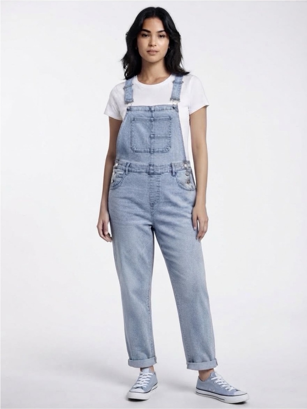 KENSIE Light Wash Denim Overalls